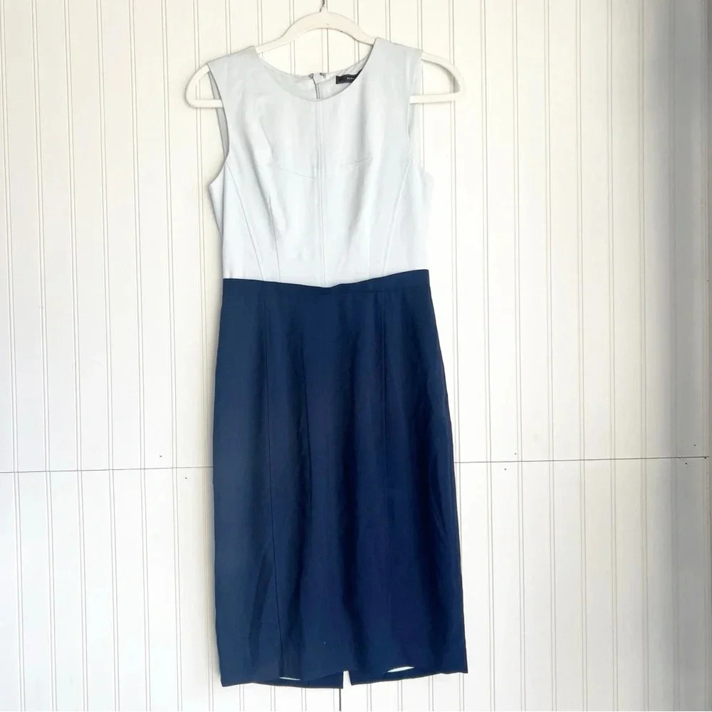 BCBGMAXAZRIA Size 2 Blue Blaire Color-Block Sheath Dress NEW!